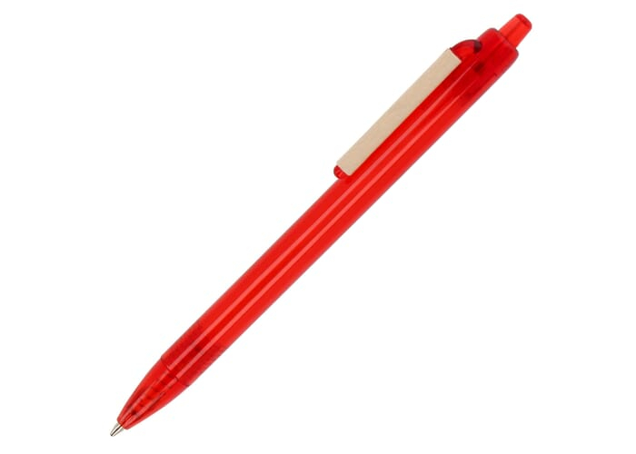 Stylo à bille ocean plastic promotionnel Transparent Rouge